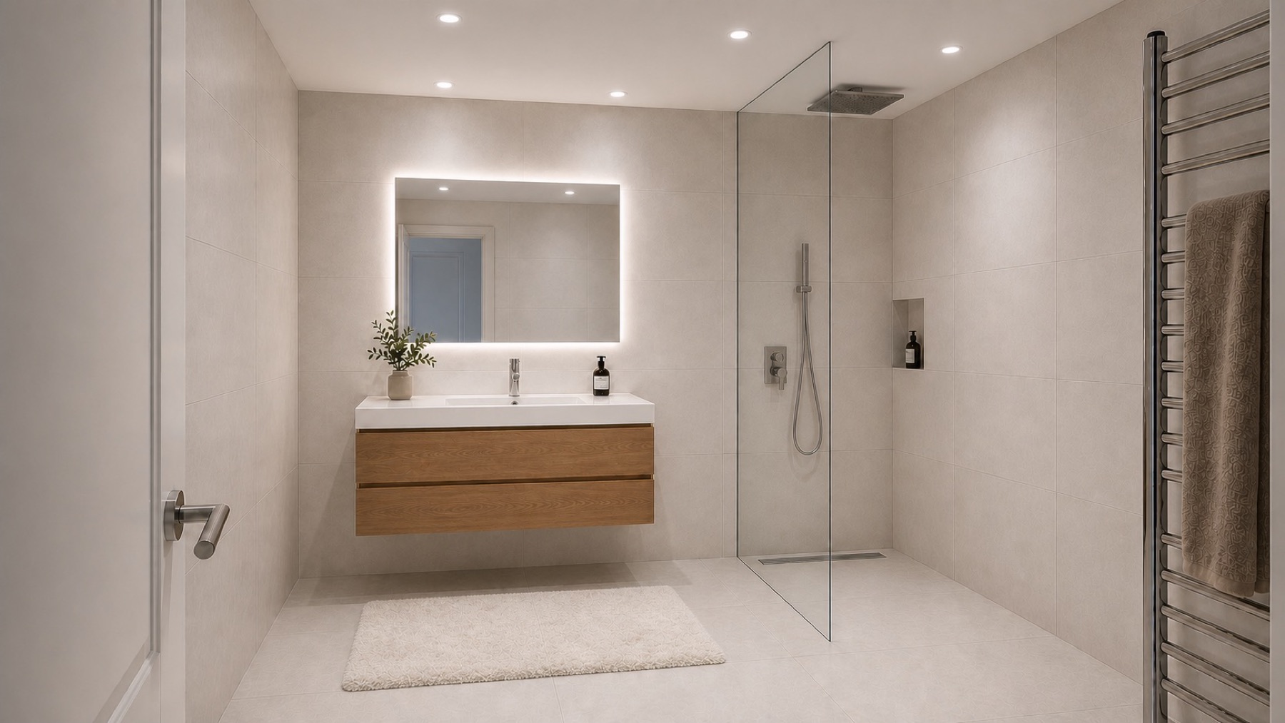 Salle de bains, douche à l'italienne
