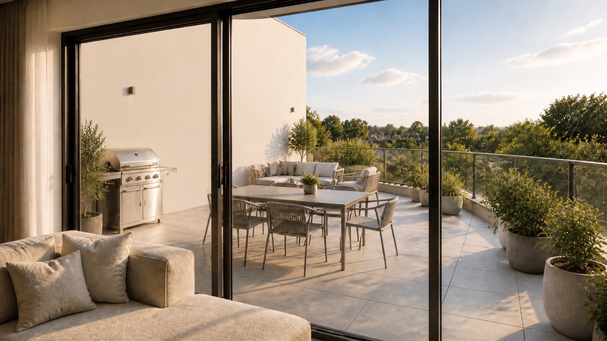 La terrasse depuis le séjour