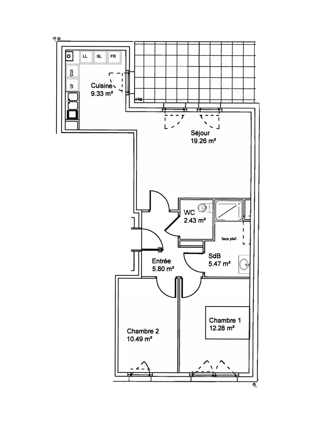 Plan de l'appartement A01, Les Terrasses de Woippy