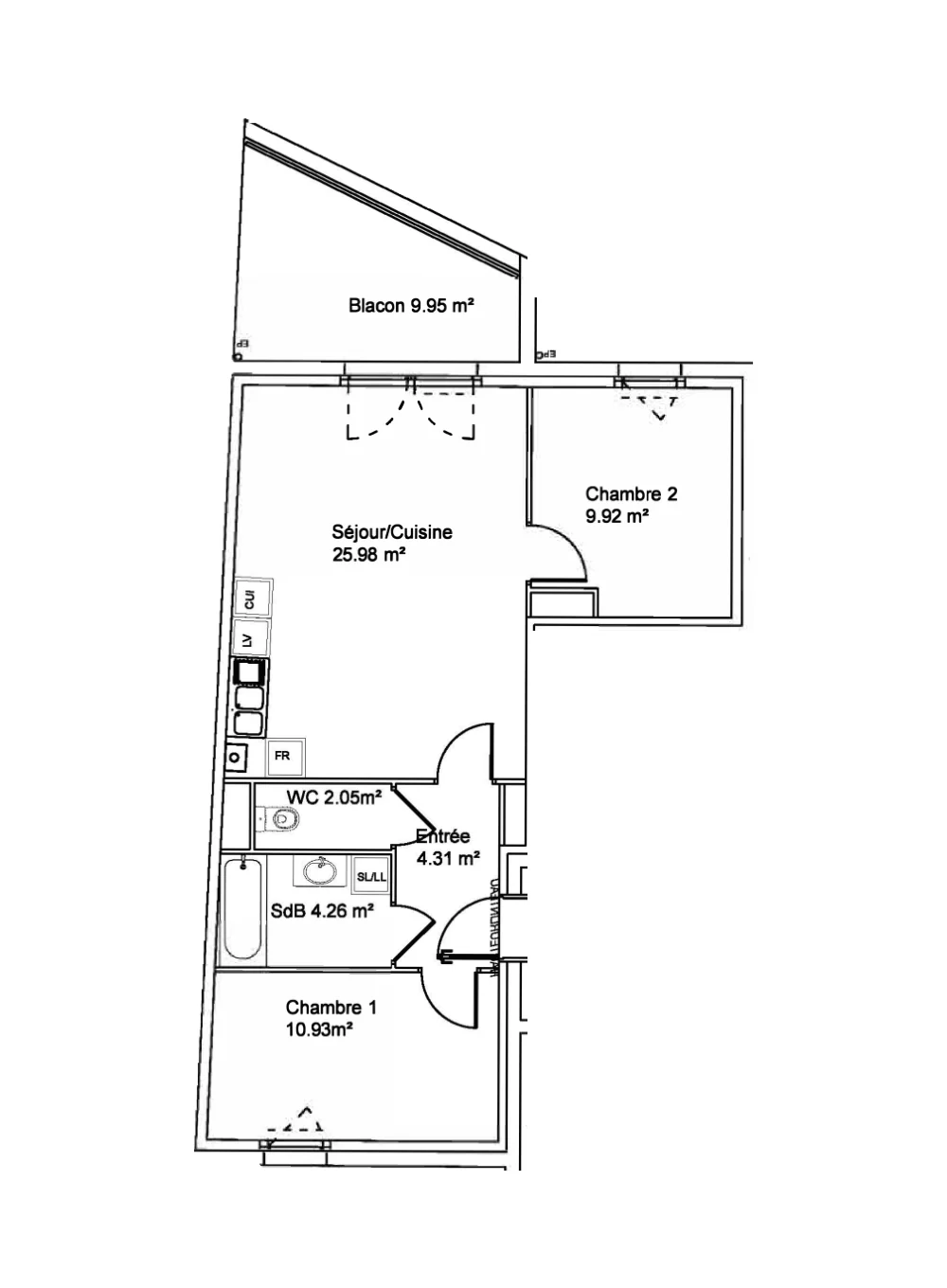 Plan de l'appartement A04, Les Terrasses de Woippy