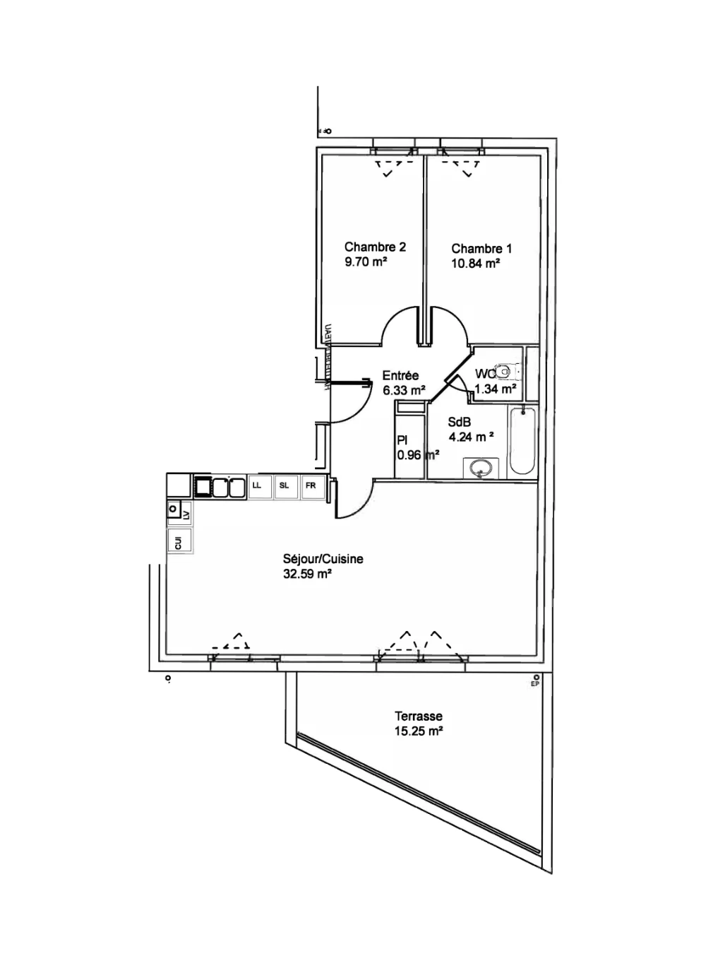 Plan de l'appartement A05, Les Terrasses de Woippy