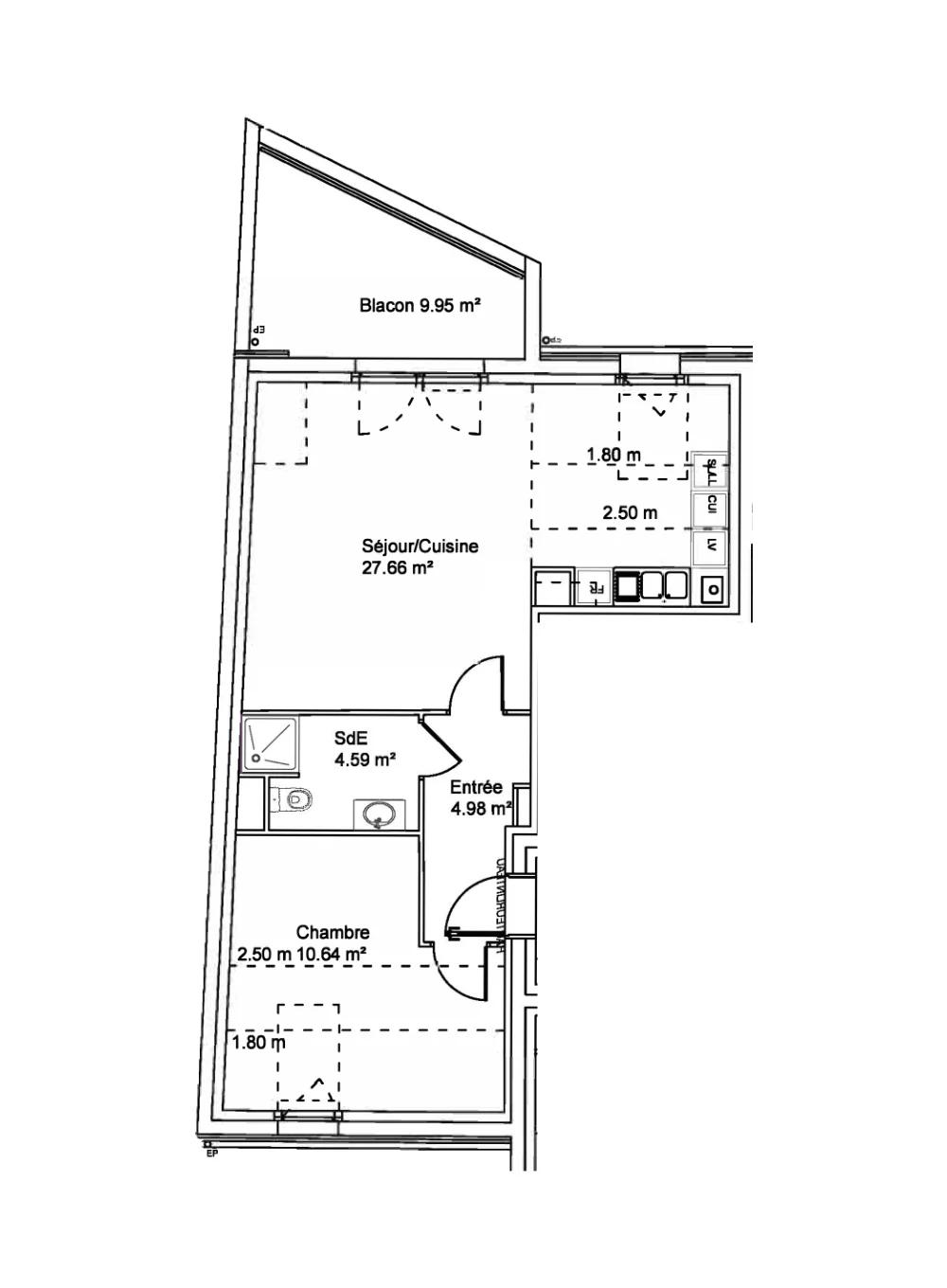 Plan de l'appartement A06, Les Terrasses de Woippy