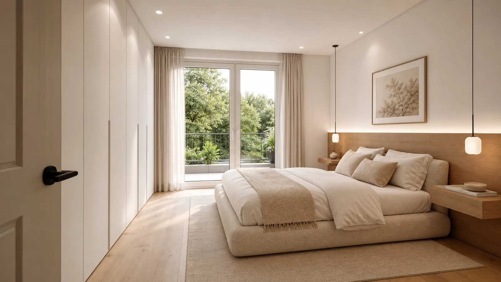 Chambre, parquet chêne clair