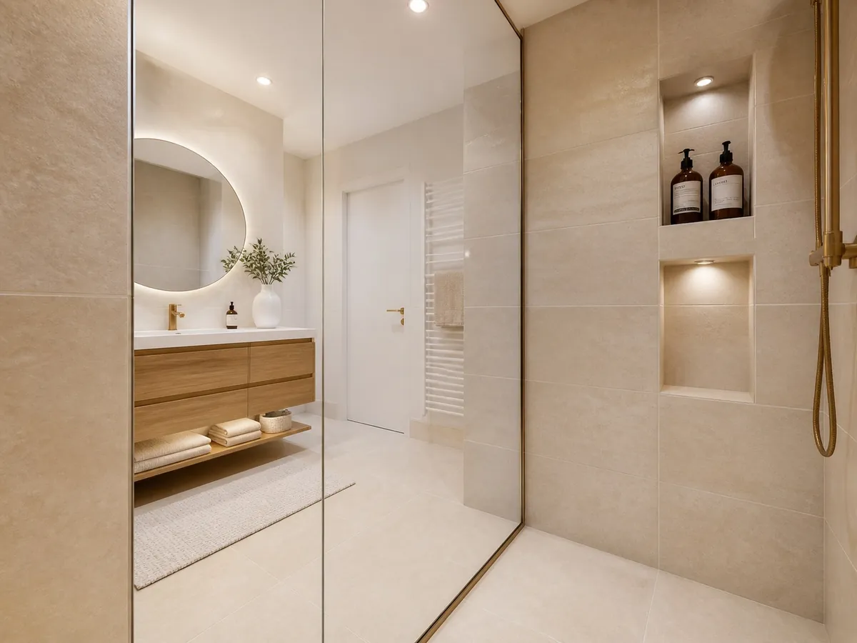 Douche à l'italienne, niches éclairées