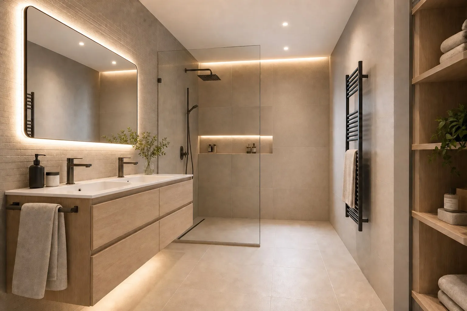 Salle de bains, douche à l'italienne